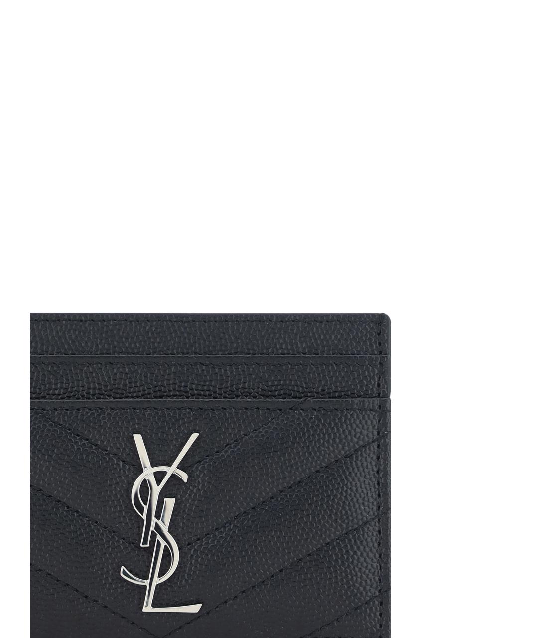 SAINT LAURENT Черный кожаный кардхолдер, фото 3