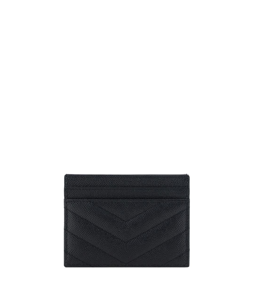 SAINT LAURENT Черный кожаный кардхолдер, фото 2