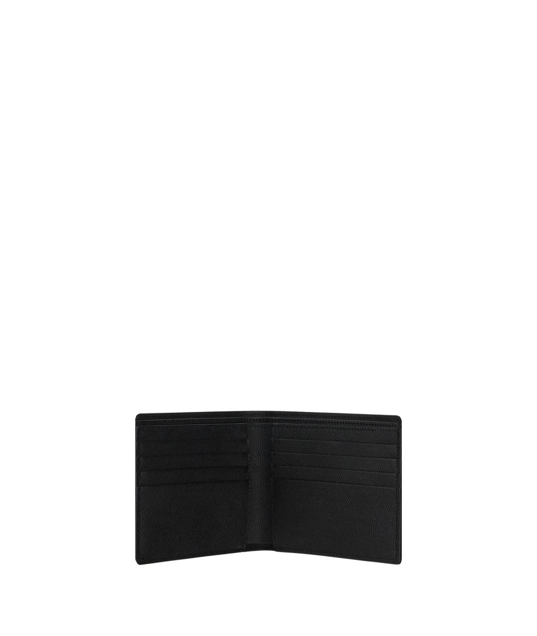 SAINT LAURENT Черный кожаный кошелек, фото 3