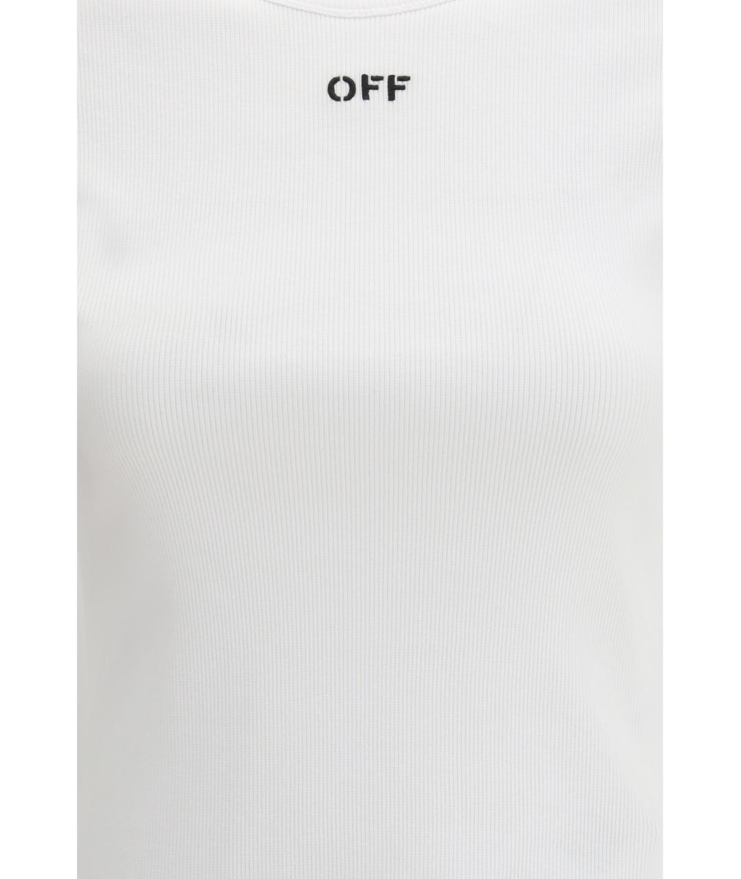 OFF-WHITE Белая хлопко-эластановая футболка, фото 3