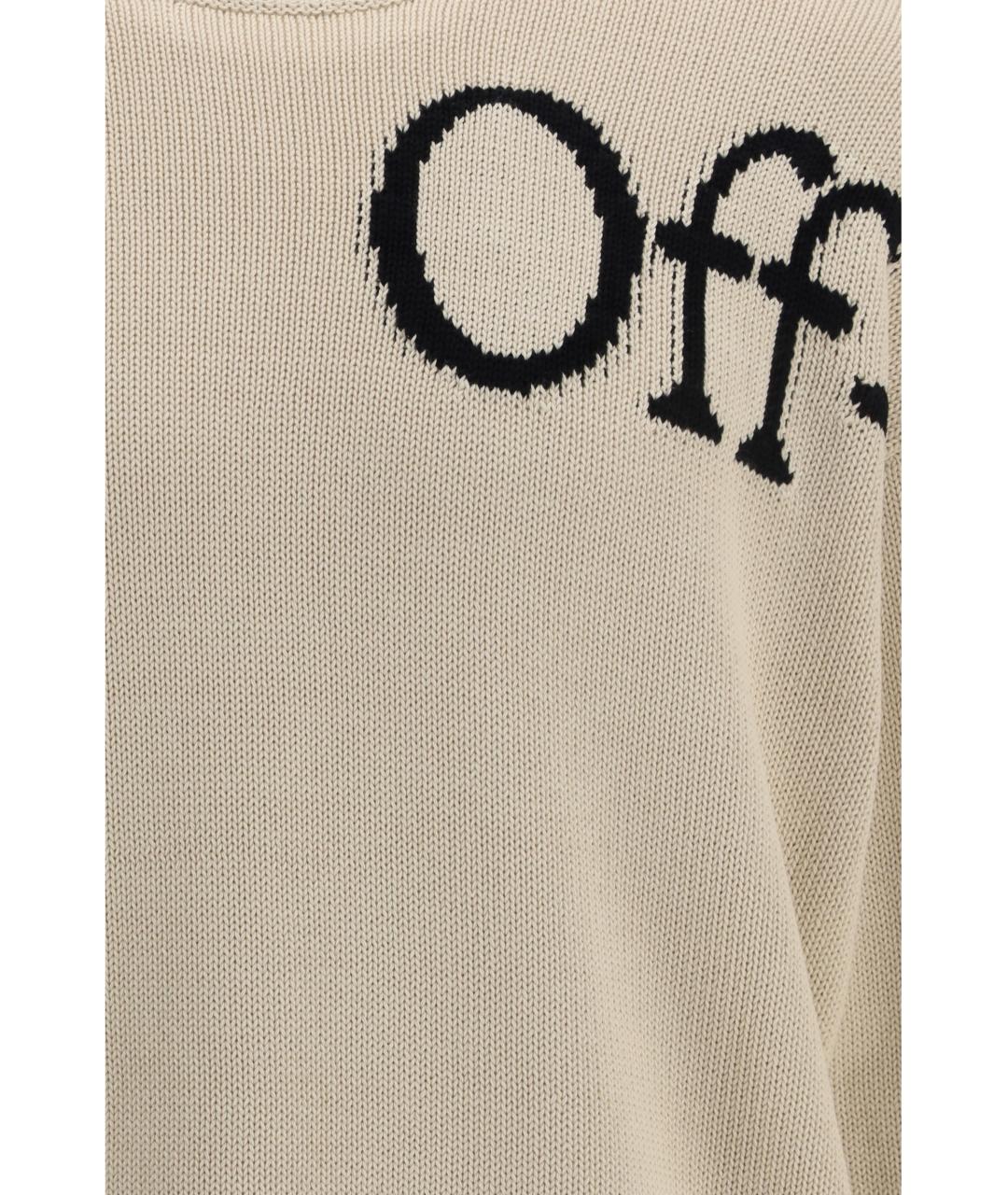 OFF-WHITE Бежевый хлопковый джемпер / свитер, фото 3