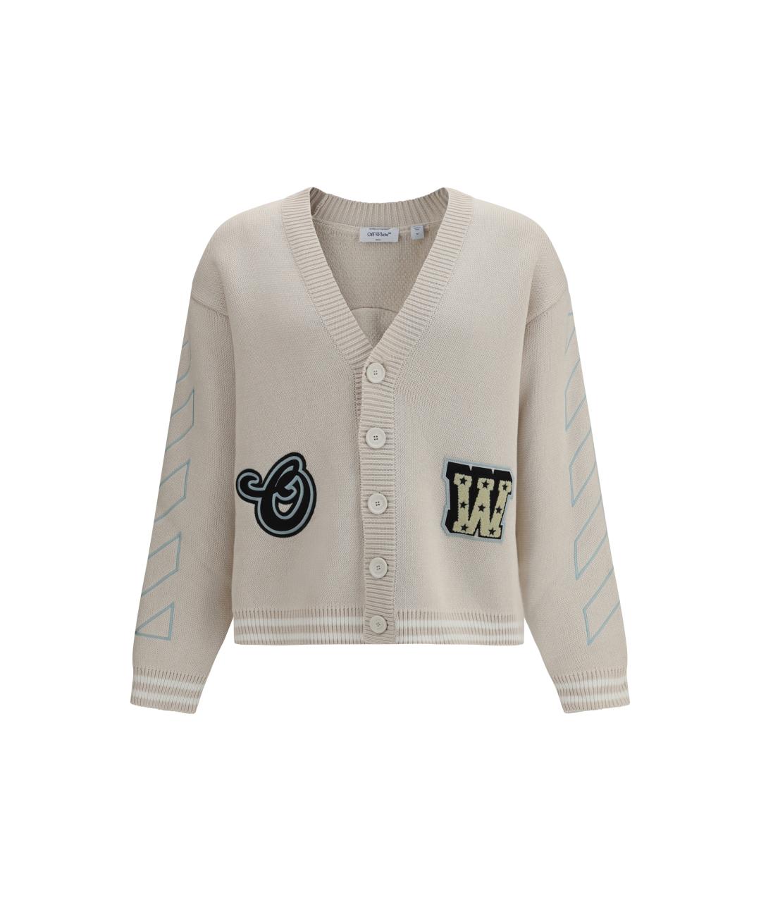 OFF-WHITE Бежевый хлопковый кардиган, фото 1