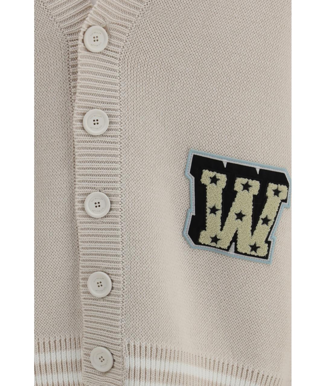 OFF-WHITE Бежевый хлопковый кардиган, фото 3