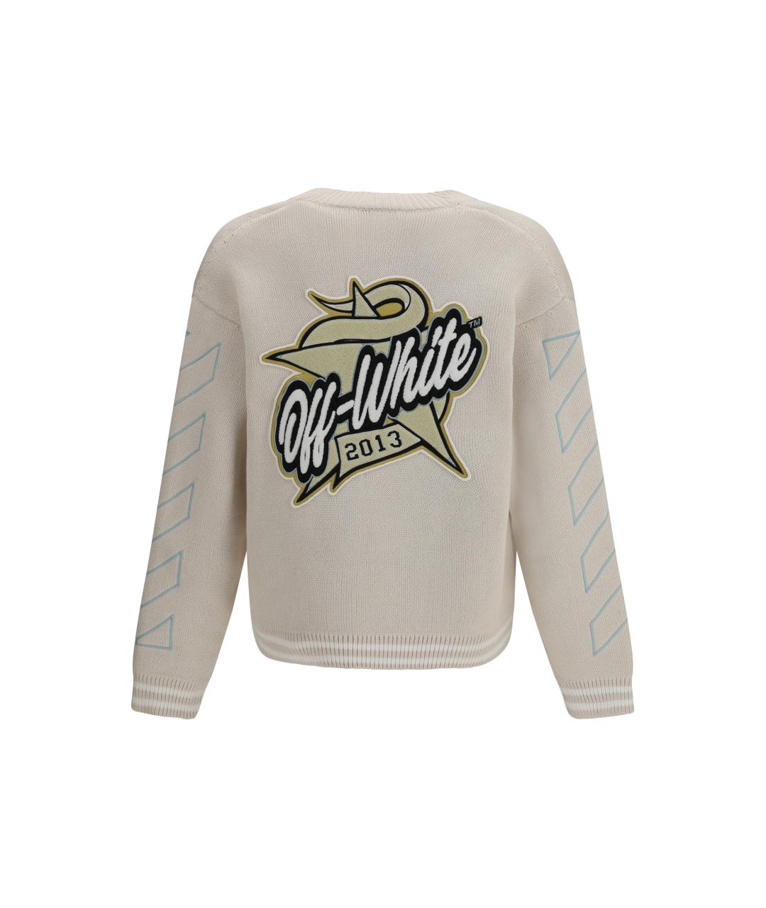 OFF-WHITE Бежевый хлопковый кардиган, фото 2