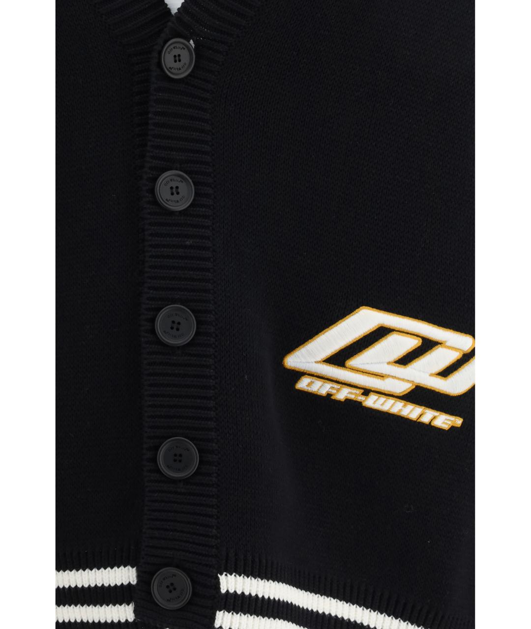 OFF-WHITE Черный хлопковый кардиган, фото 3