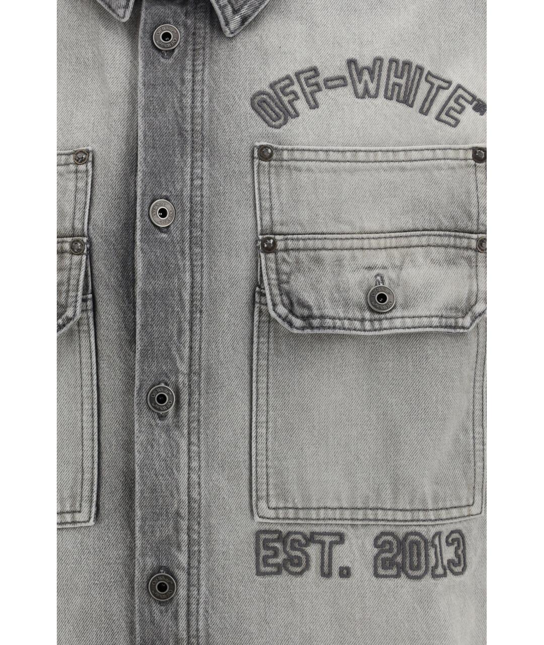 OFF-WHITE Серая хлопковая кэжуал рубашка, фото 3