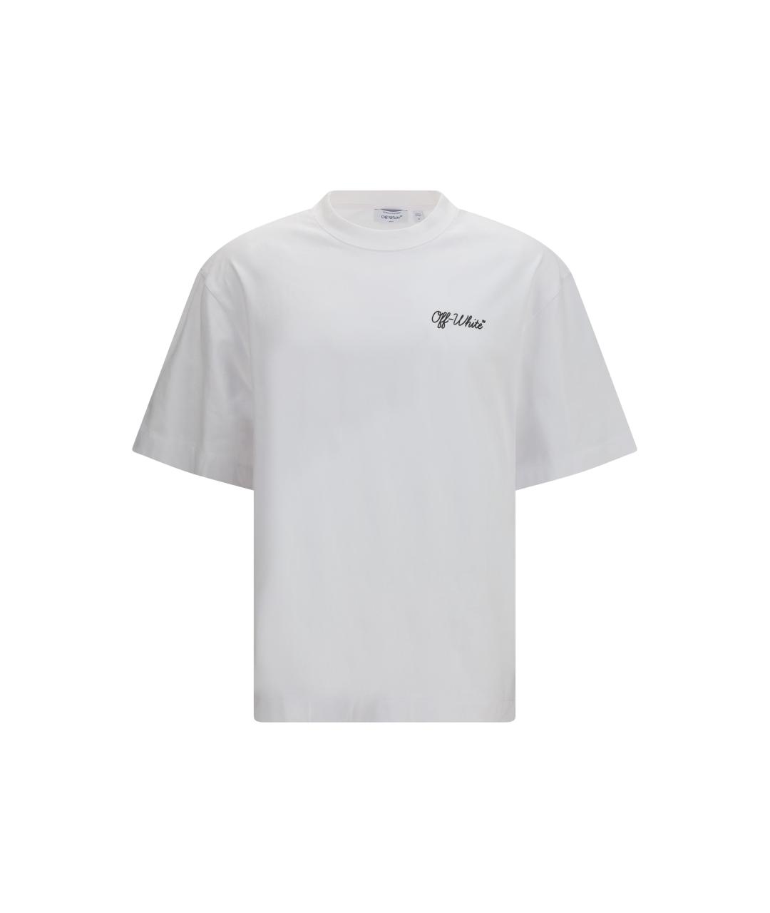 OFF-WHITE Белая хлопковая футболка, фото 4