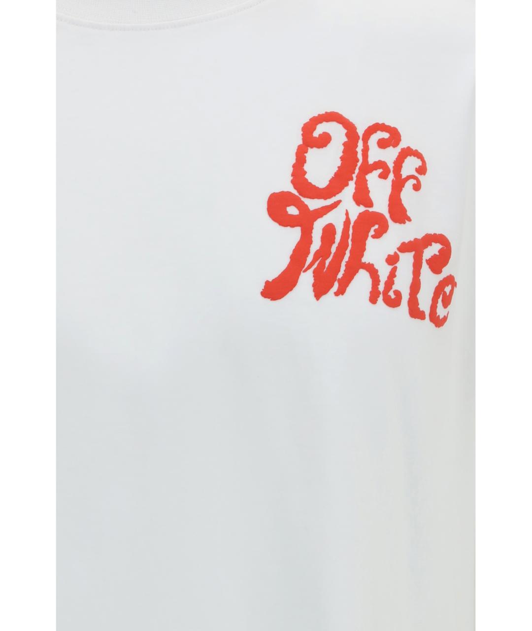 OFF-WHITE Белая хлопковая футболка, фото 3