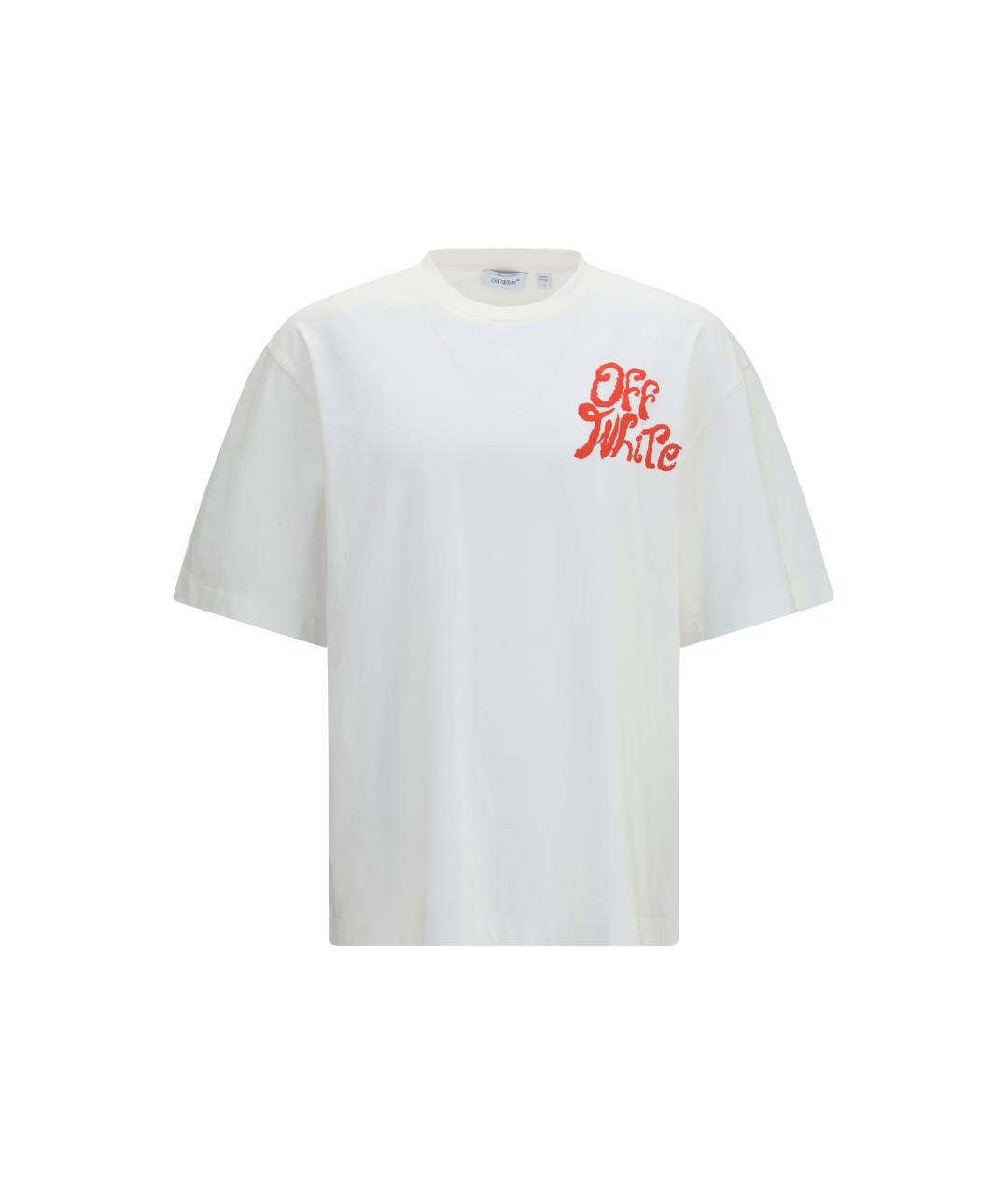 OFF-WHITE Белая хлопковая футболка, фото 4