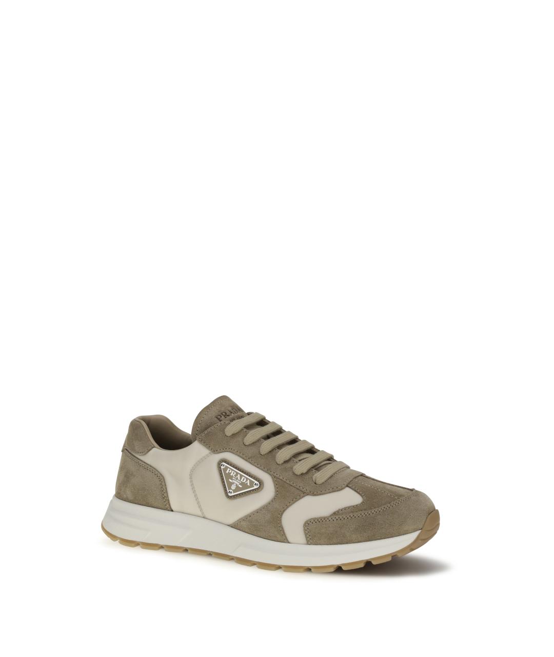 PRADA Бежевые кожаные низкие кроссовки / кеды, фото 2
