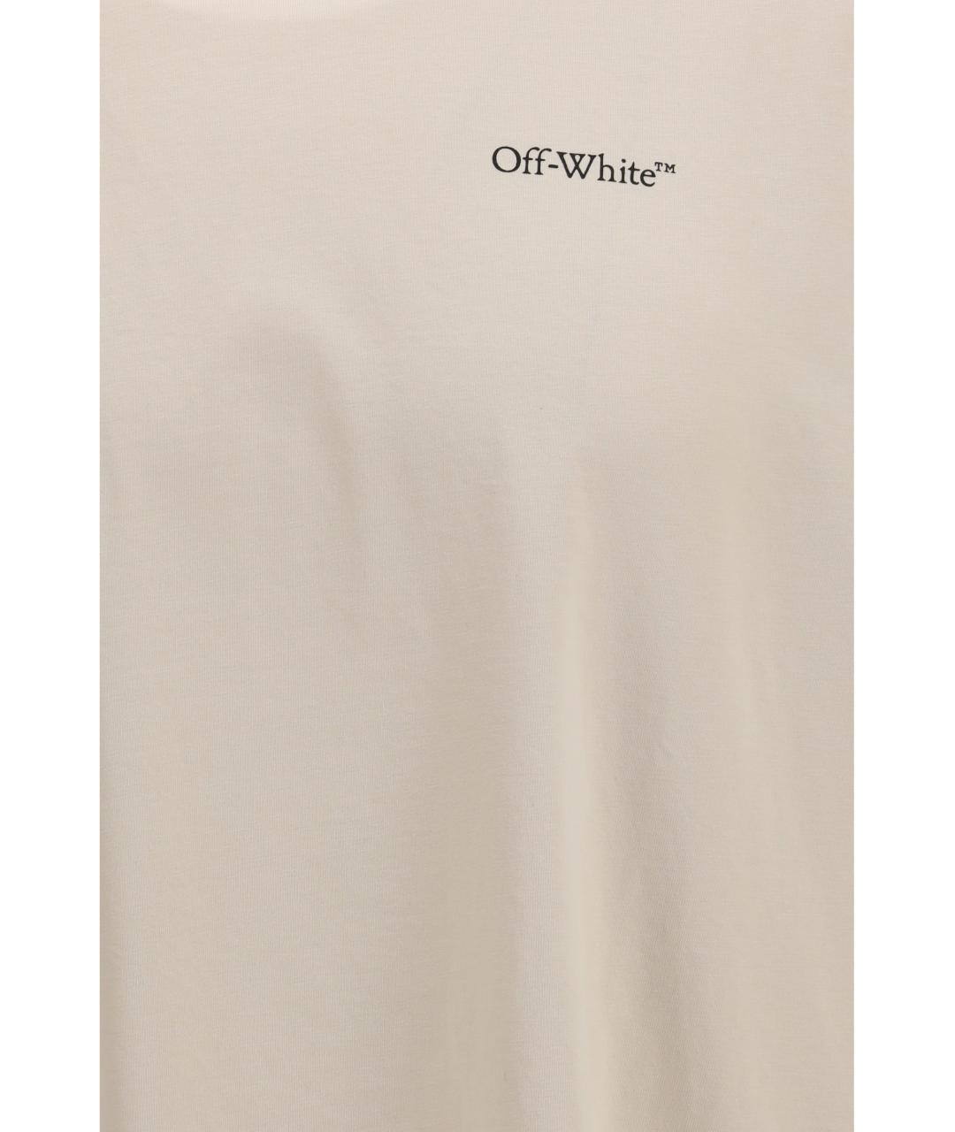 OFF-WHITE Бежевая хлопковая футболка, фото 3