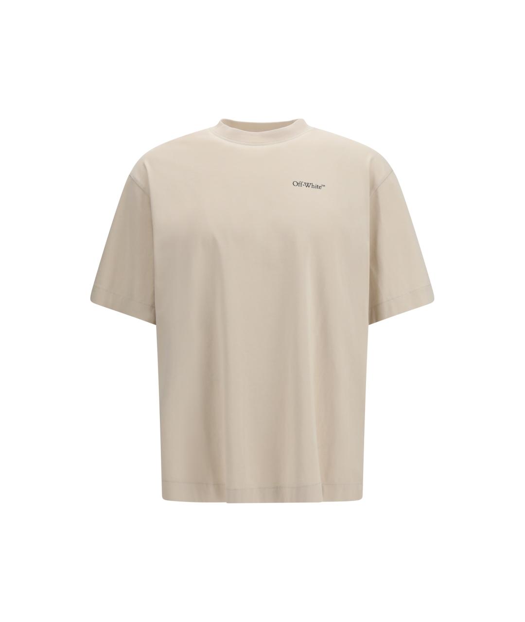 OFF-WHITE Бежевая хлопковая футболка, фото 4