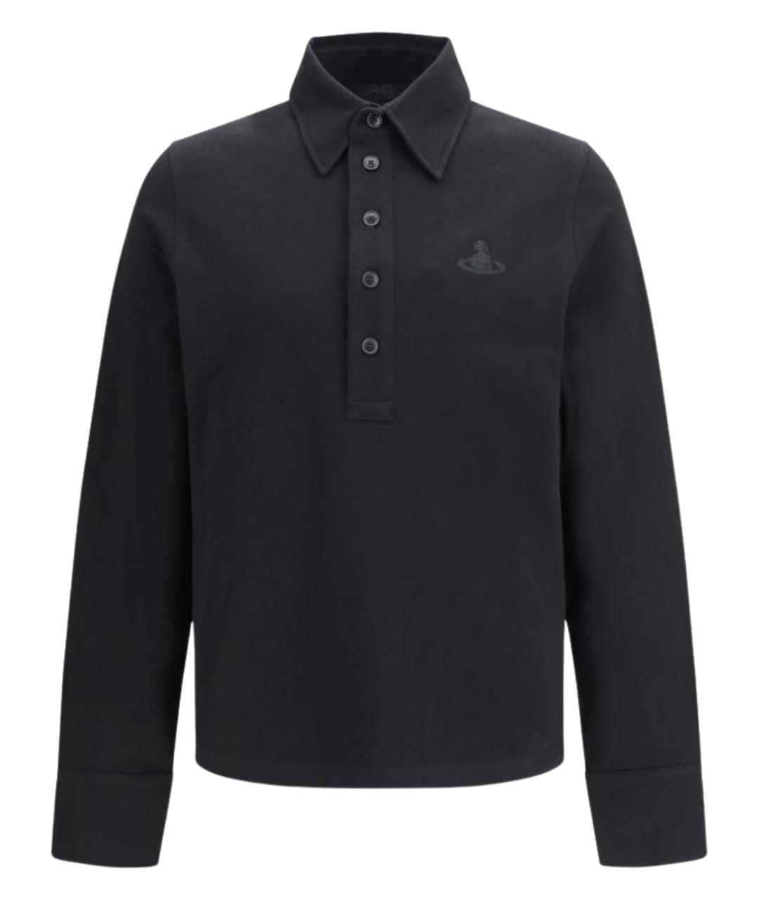 VIVIENNE WESTWOOD Черное хлопковое поло с длинным рукавом, фото 1