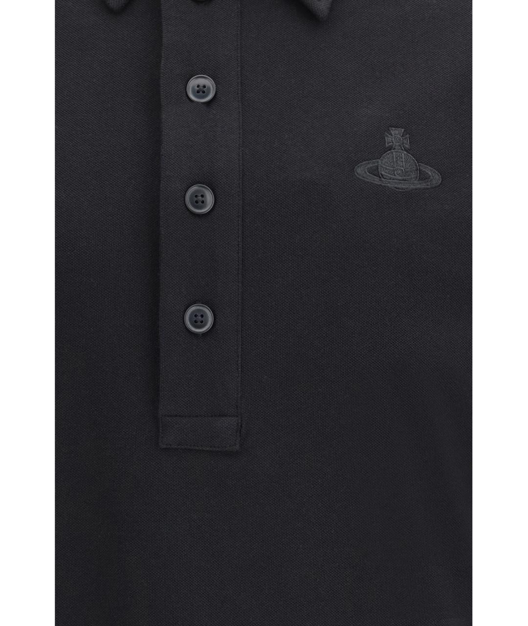 VIVIENNE WESTWOOD Черное хлопковое поло с длинным рукавом, фото 3