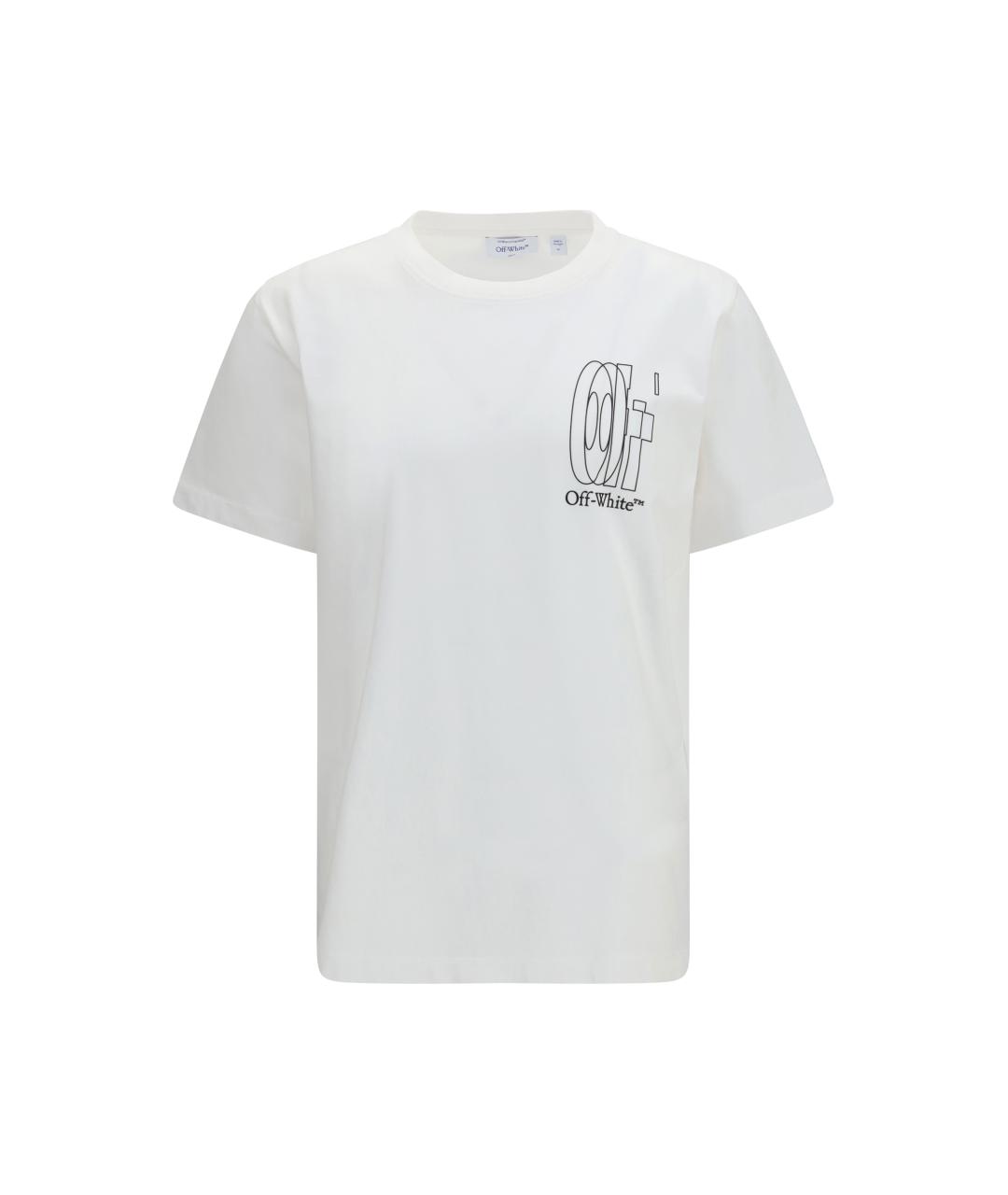 OFF-WHITE Белая хлопковая футболка, фото 4