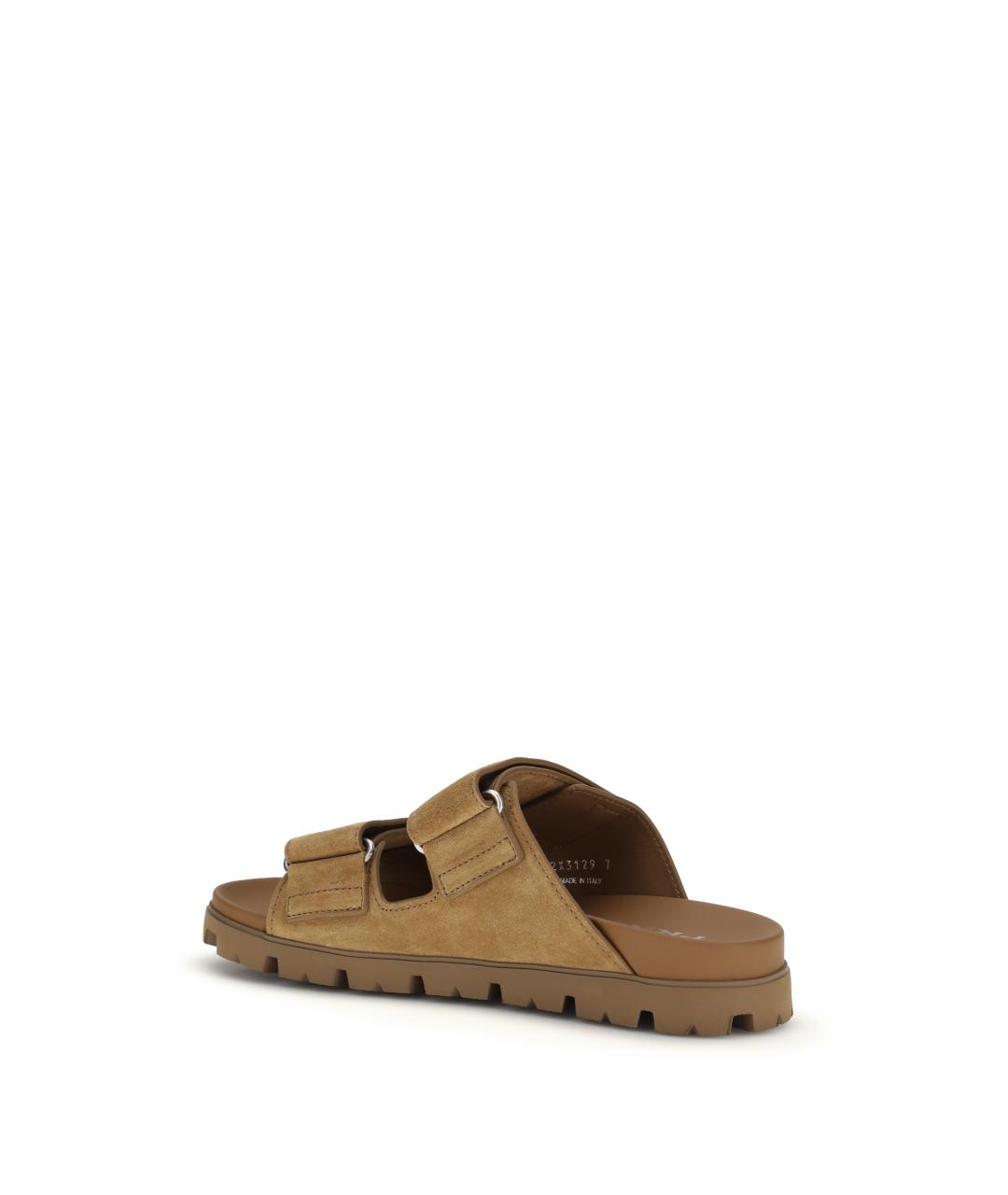 PRADA Коричневые кожаные сандалии, фото 3