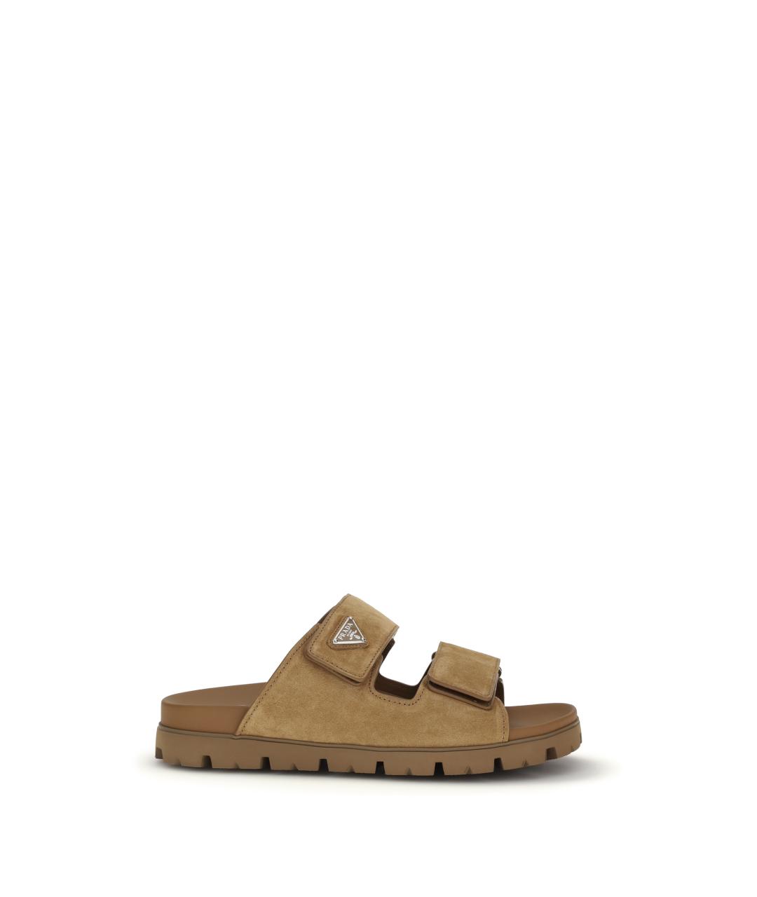 PRADA Коричневые кожаные сандалии, фото 1