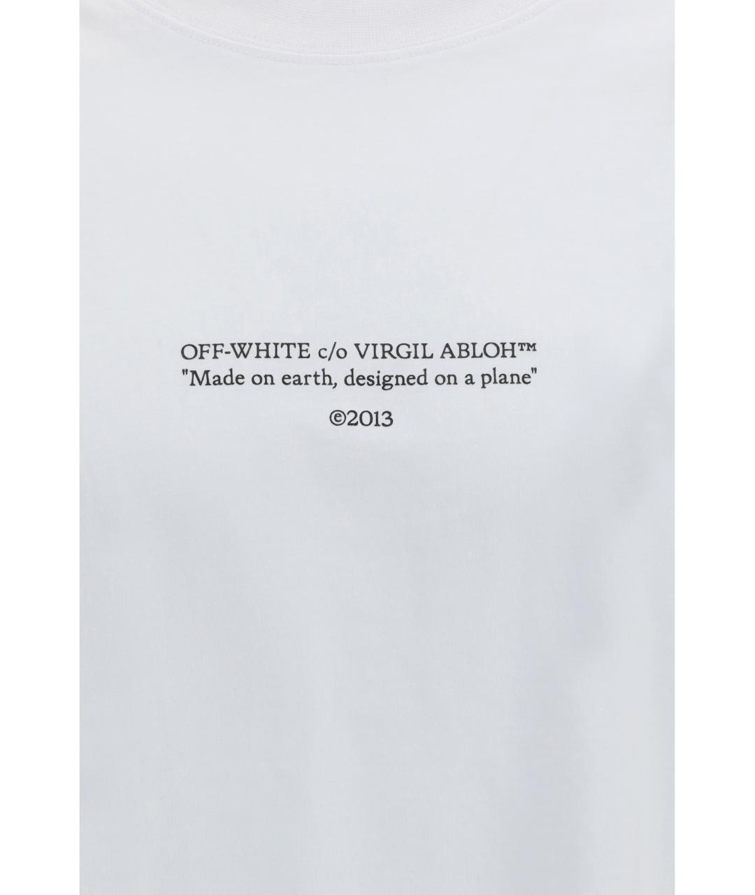 OFF-WHITE Белая хлопковая футболка, фото 3