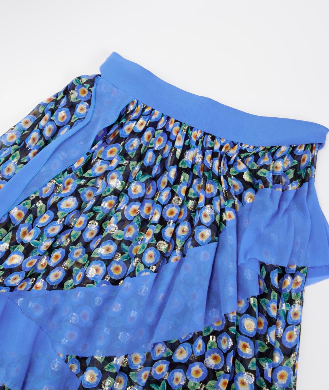 ULYANA SERGEENKO Синяя шелковая юбка миди, фото 2