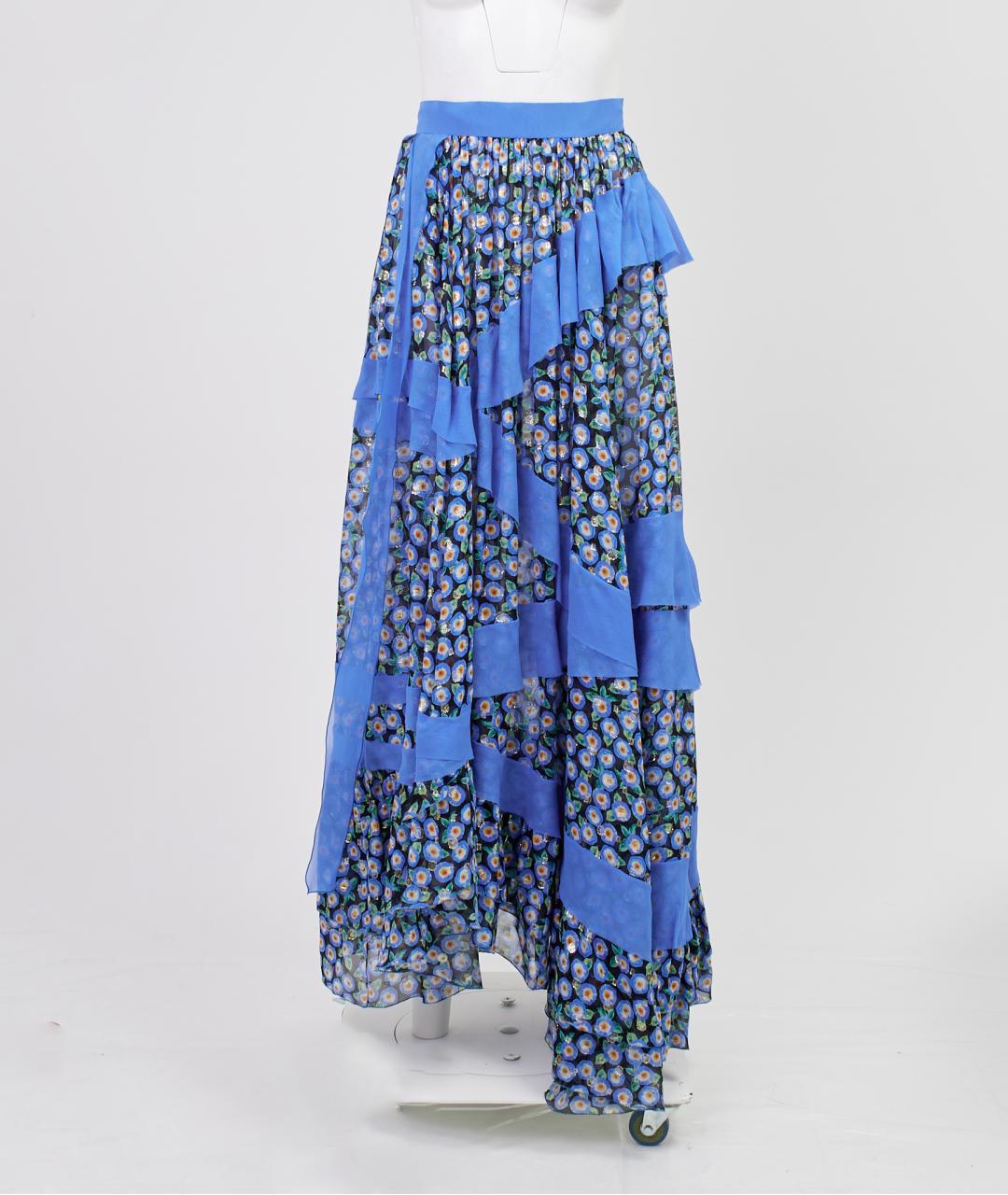 ULYANA SERGEENKO Синяя шелковая юбка миди, фото 7
