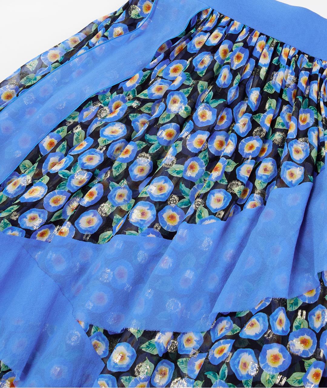 ULYANA SERGEENKO Синяя шелковая юбка миди, фото 3