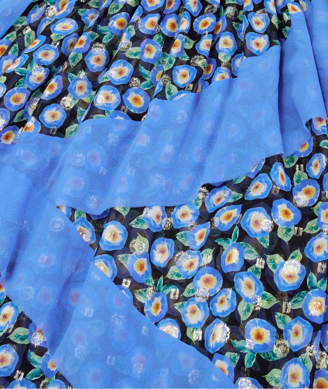 ULYANA SERGEENKO Синяя шелковая юбка миди, фото 4