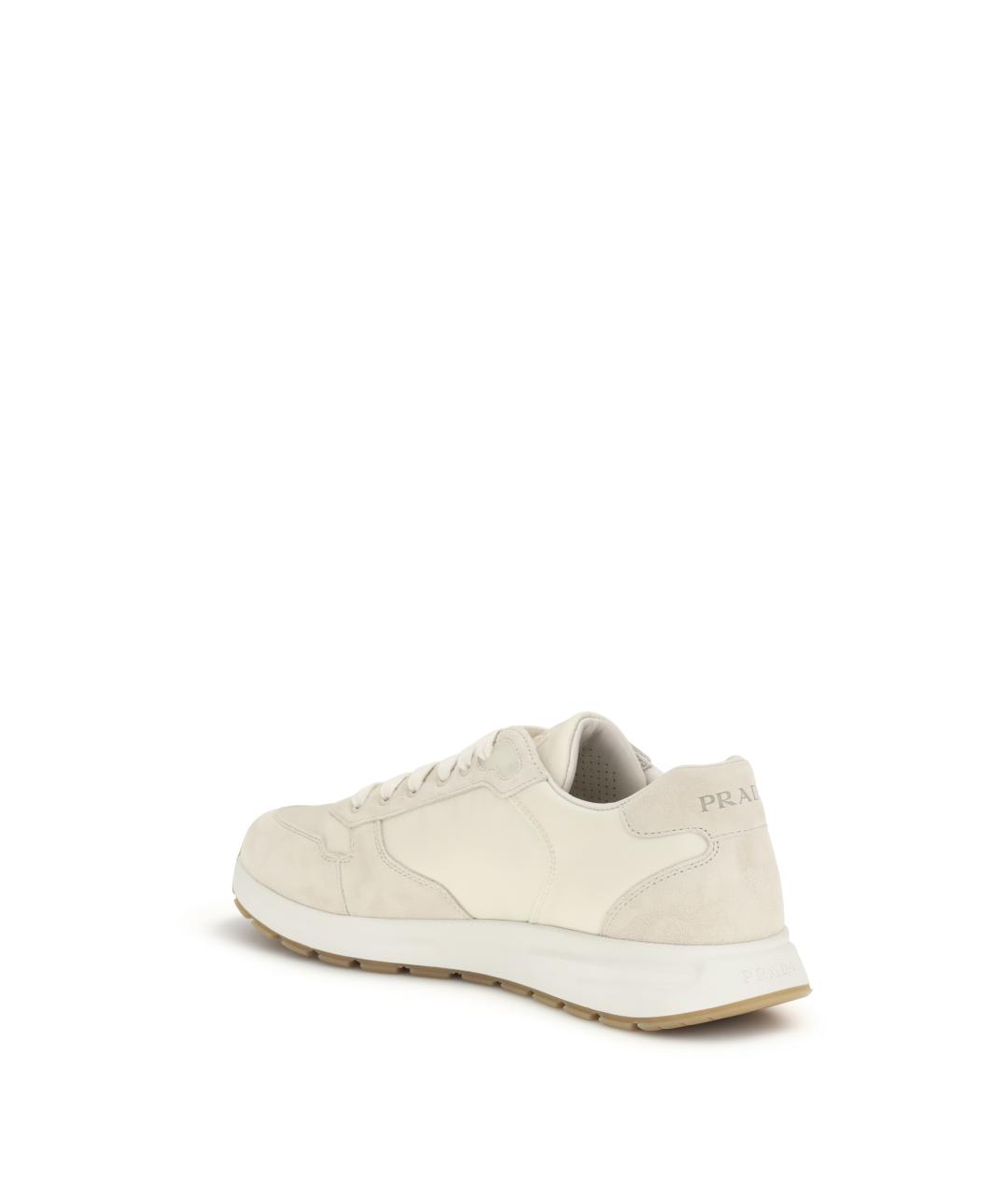 PRADA Бежевые кожаные низкие кроссовки / кеды, фото 3