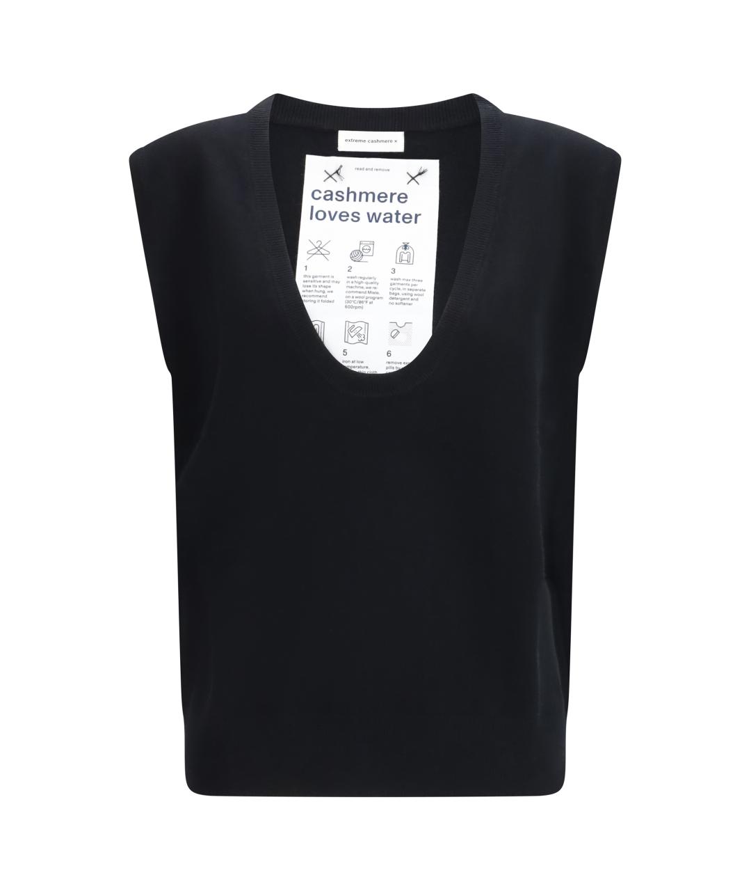 EXTREME CASHMERE Черная кашемировая жилетка, фото 1
