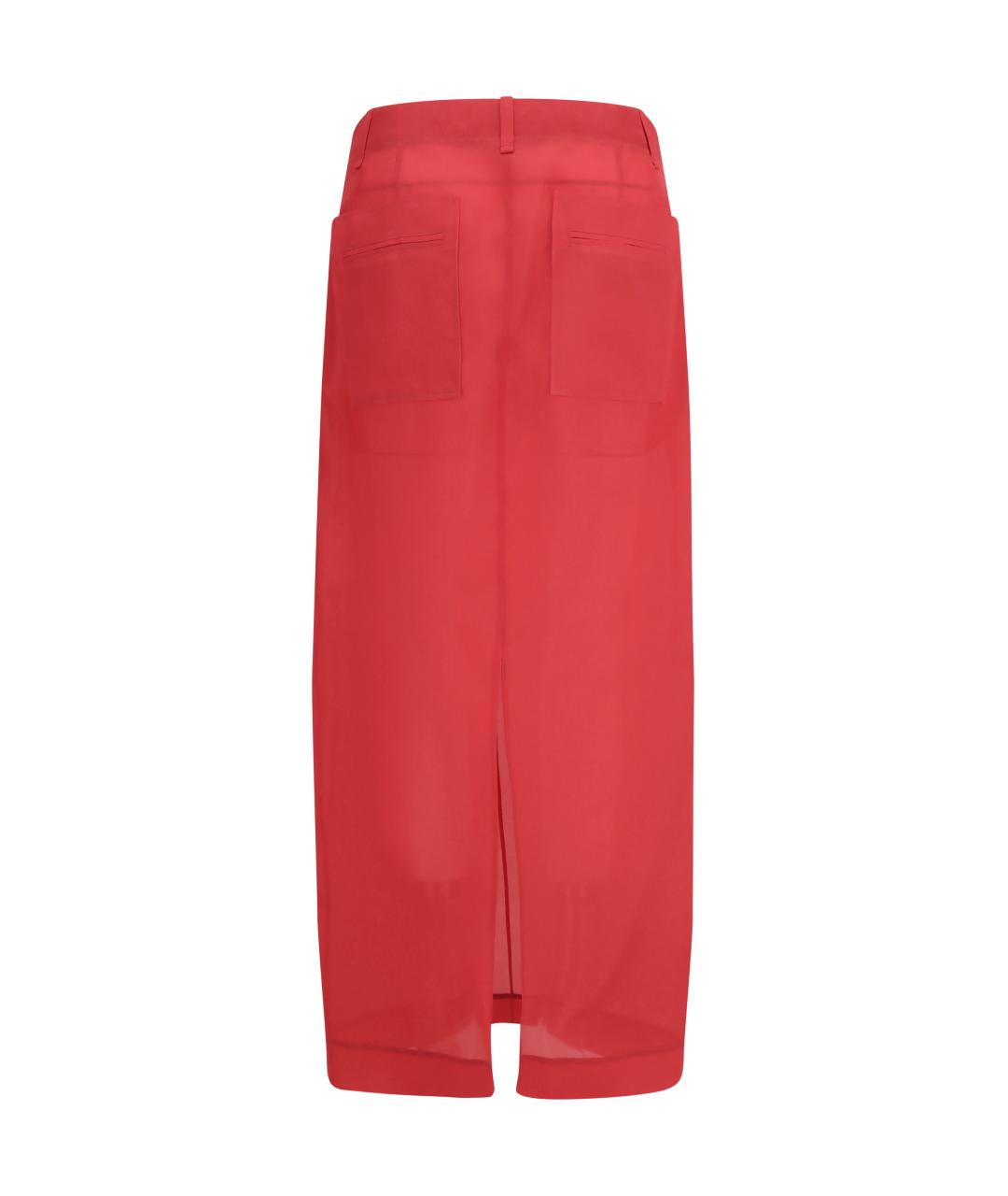 KHAITE Красная шелковая юбка миди, фото 2