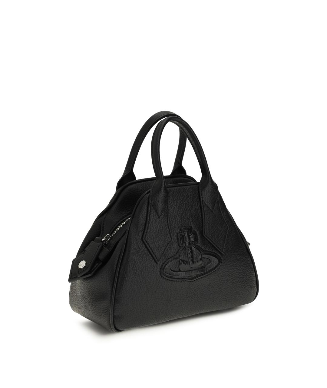 VIVIENNE WESTWOOD Черная кожаная сумка с короткими ручками, фото 2