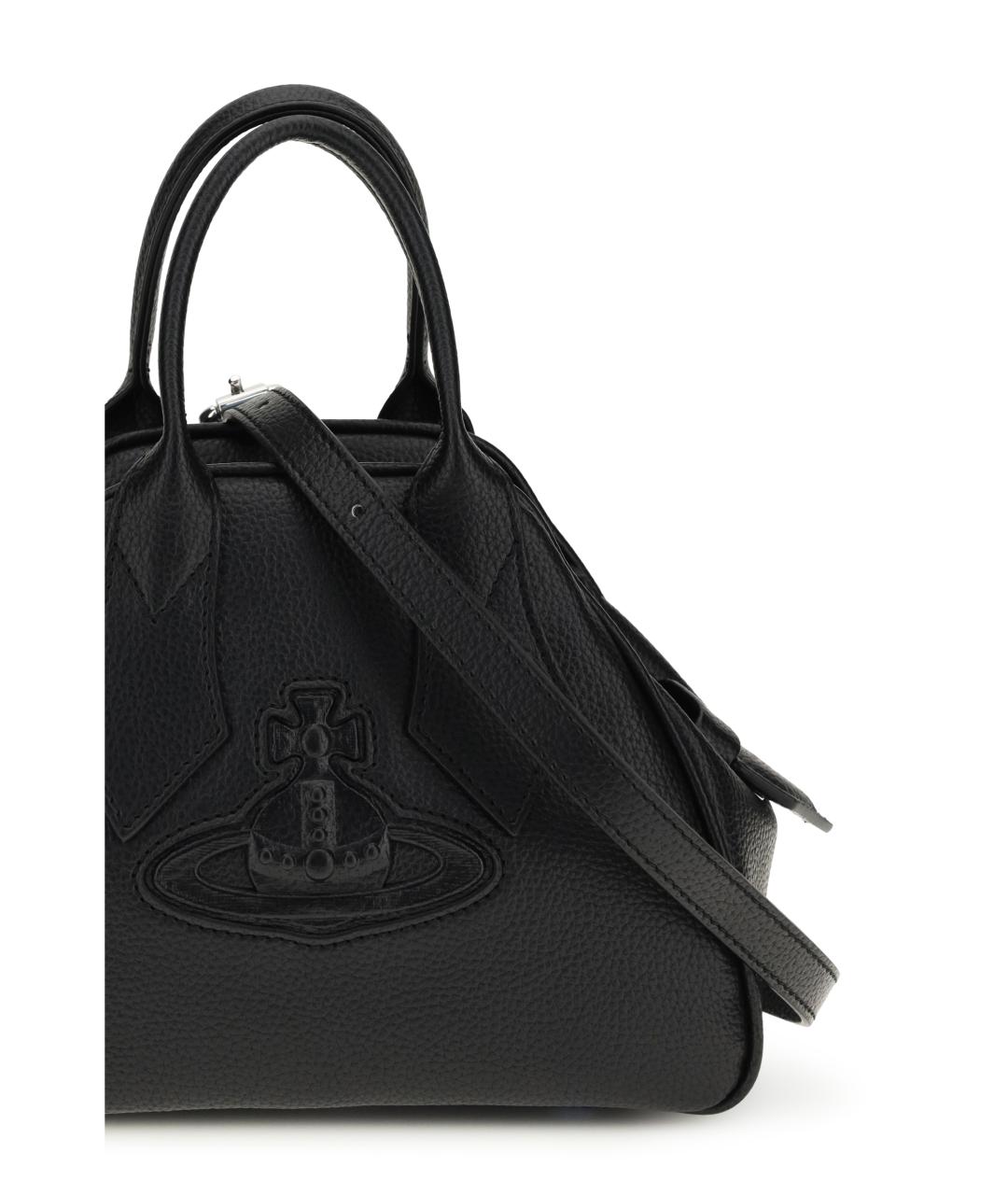 VIVIENNE WESTWOOD Черная кожаная сумка с короткими ручками, фото 4