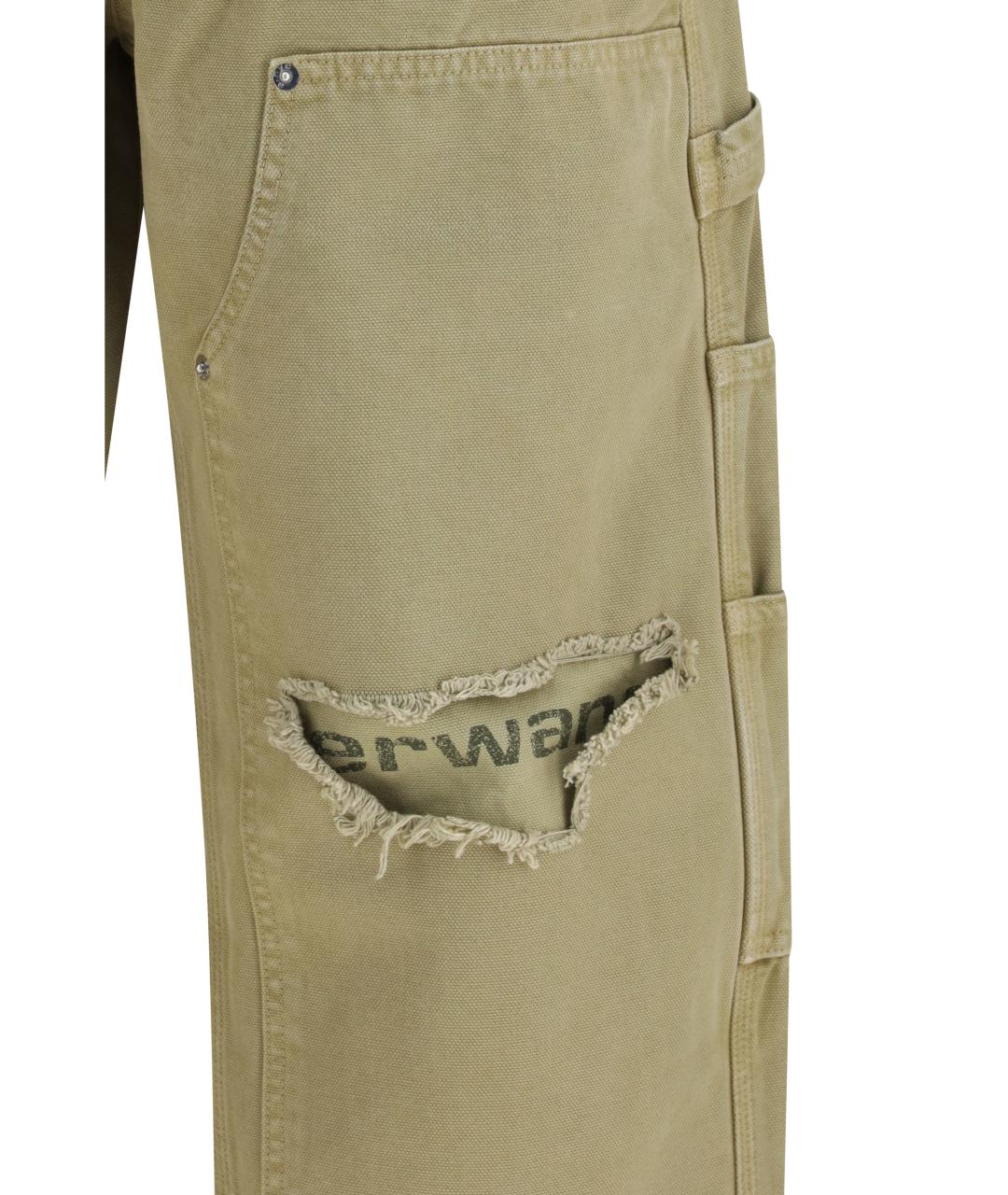 ALEXANDER WANG Хаки хлопковые прямые джинсы, фото 3