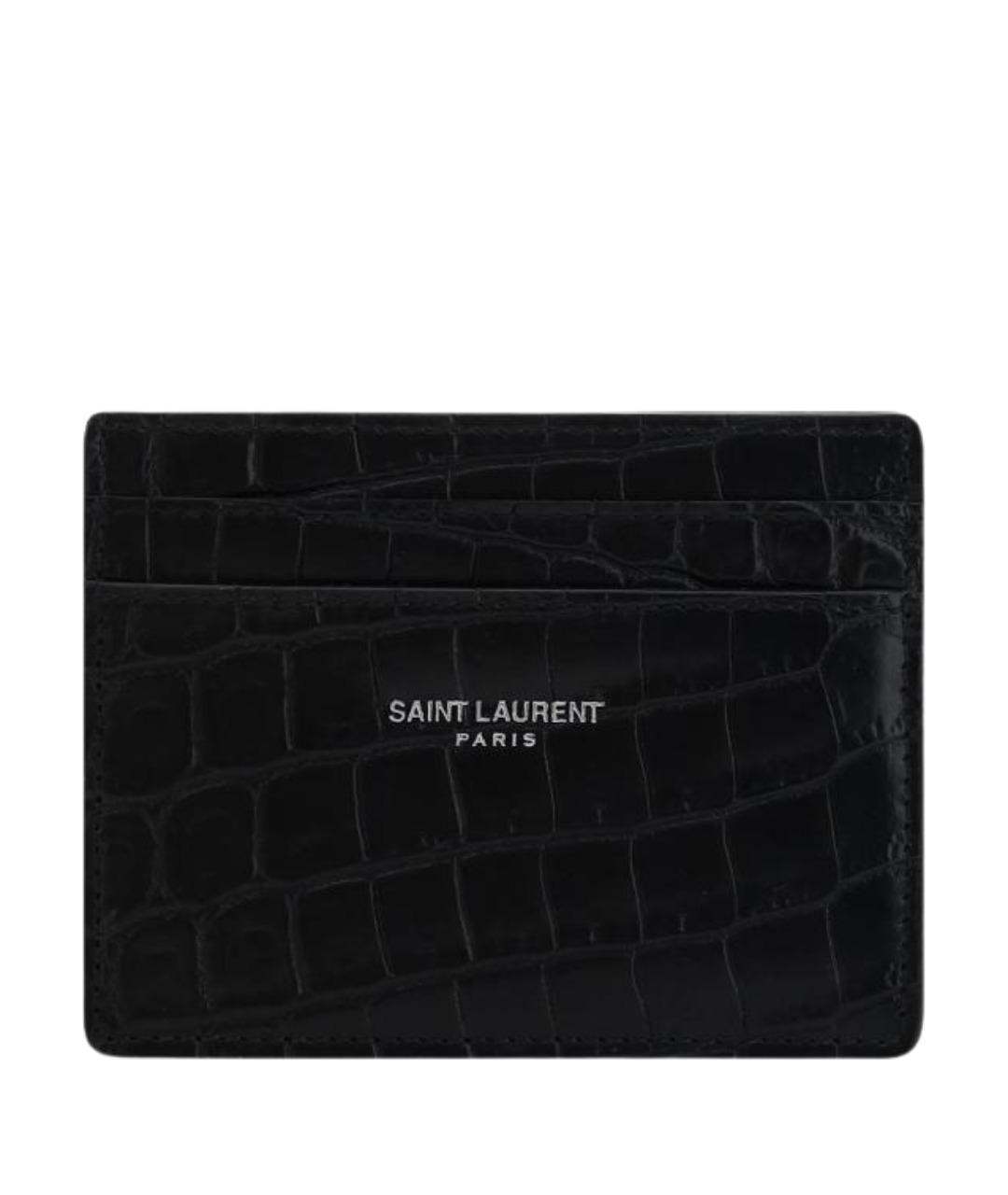 SAINT LAURENT Черный кожаный кардхолдер, фото 1