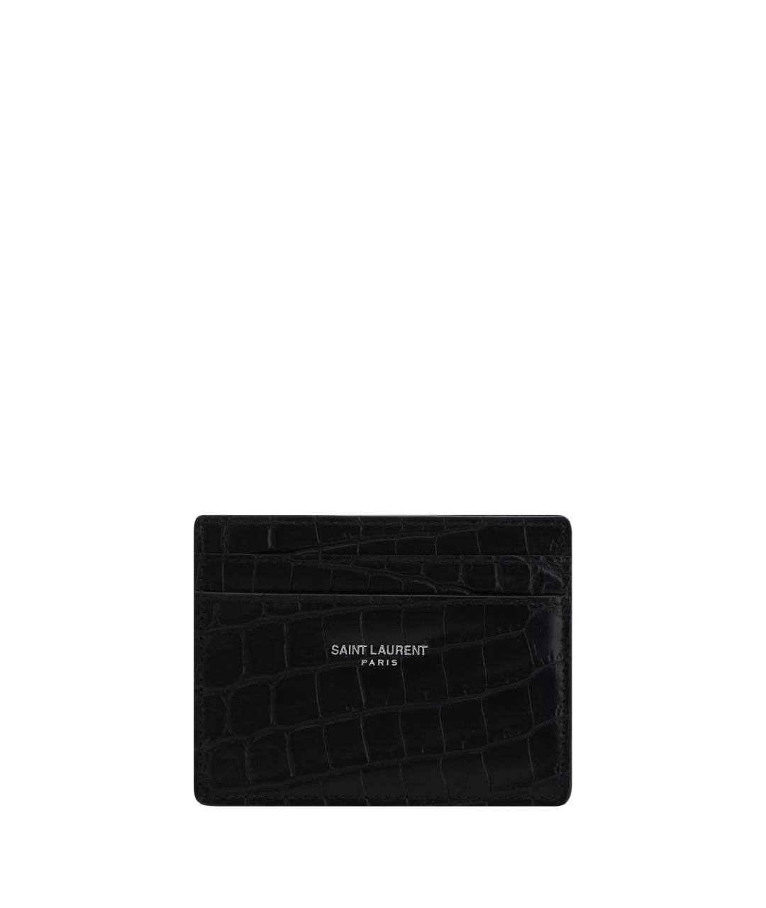 SAINT LAURENT Черный кожаный кардхолдер, фото 3