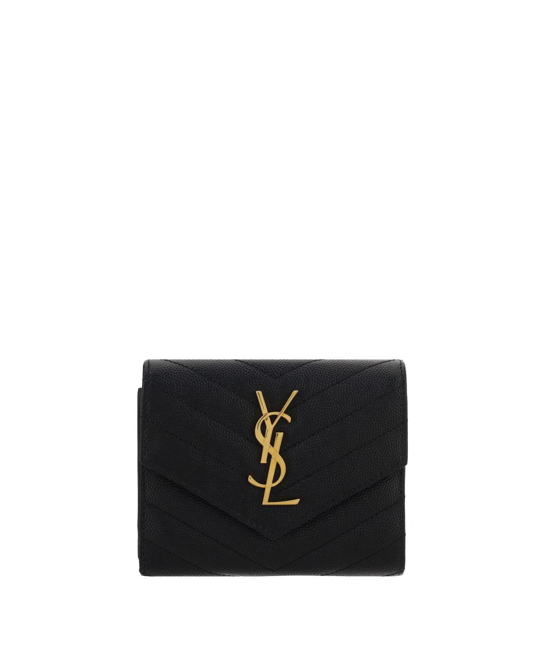 SAINT LAURENT Черный кожаный кошелек, фото 1