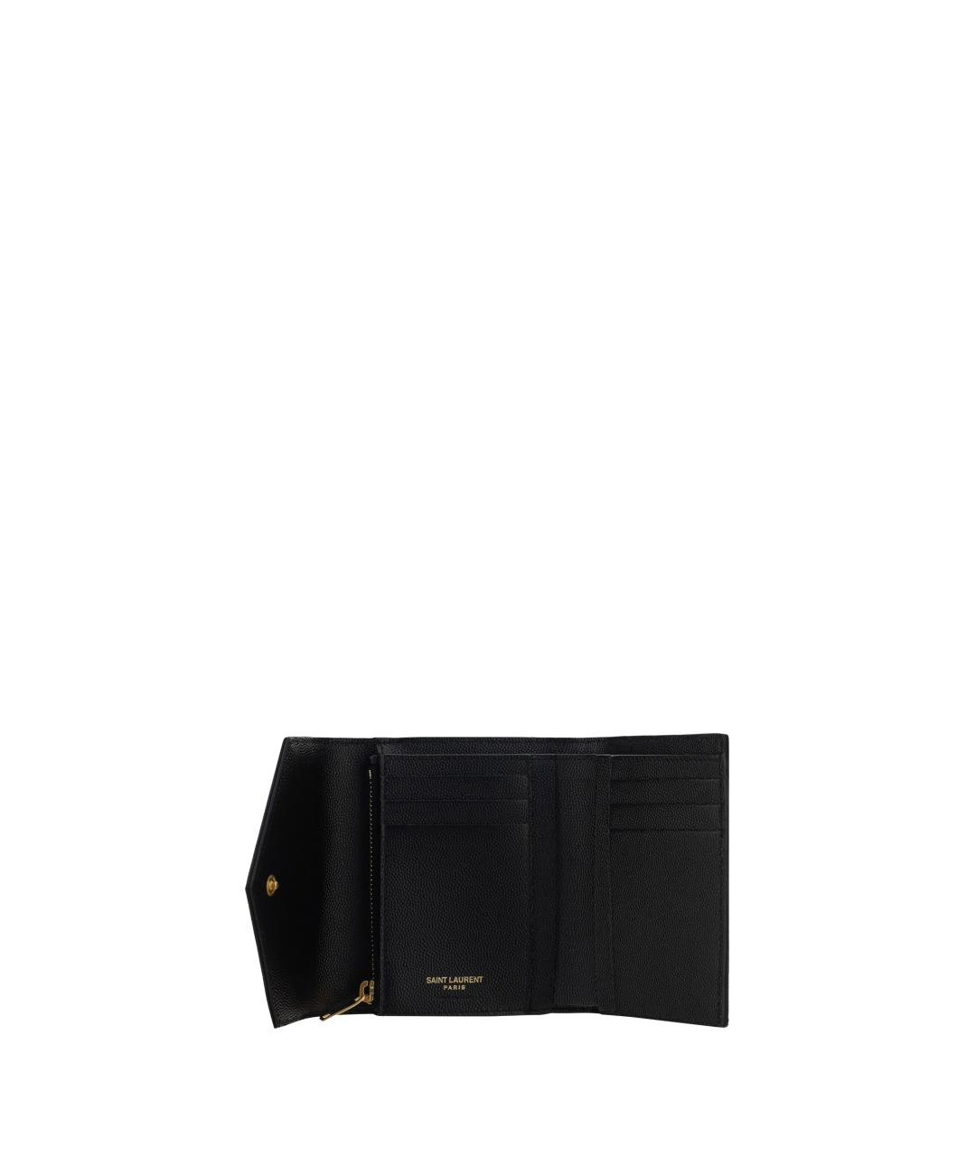SAINT LAURENT Черный кожаный кошелек, фото 3
