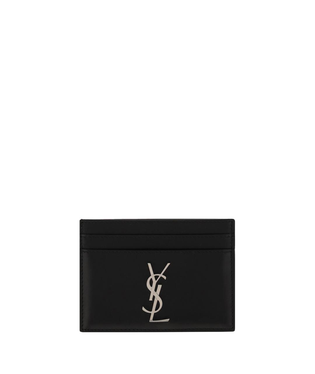 SAINT LAURENT Черный кожаный кардхолдер, фото 1