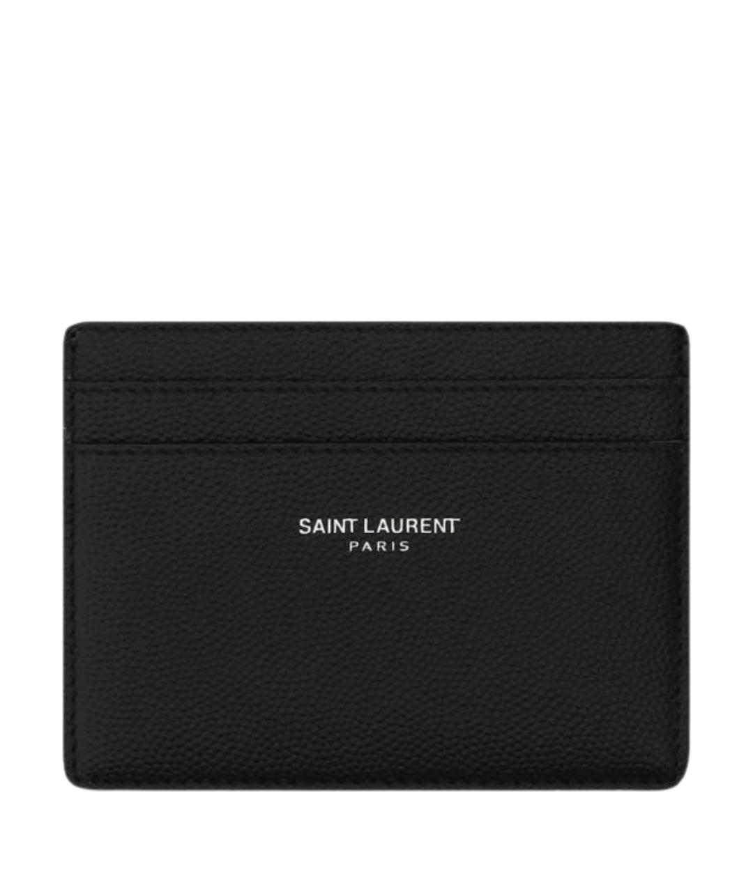 SAINT LAURENT Черный кожаный кардхолдер, фото 1