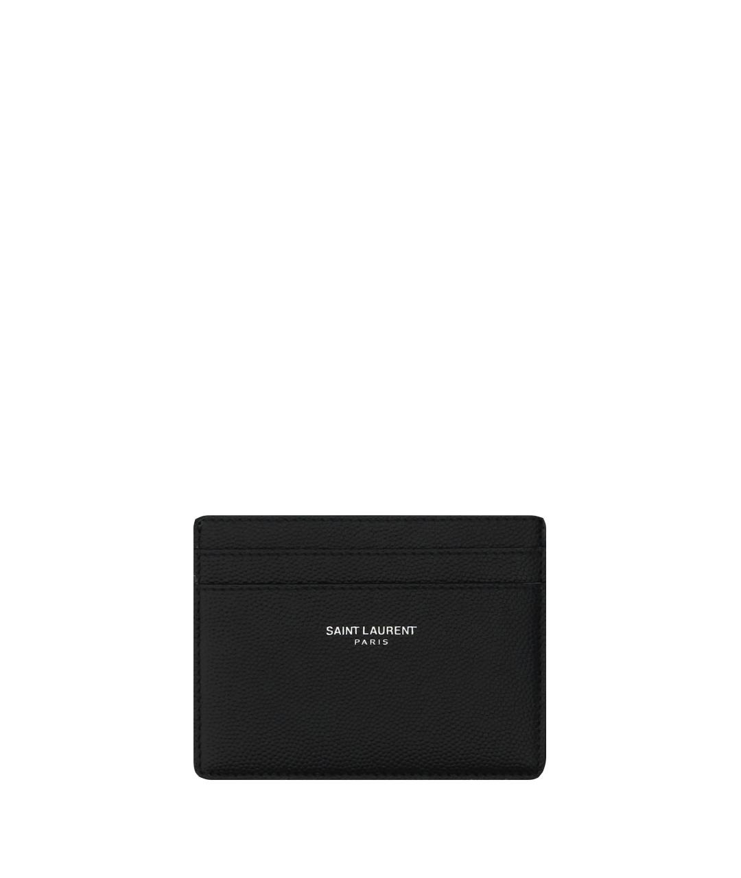 SAINT LAURENT Черный кожаный кардхолдер, фото 3