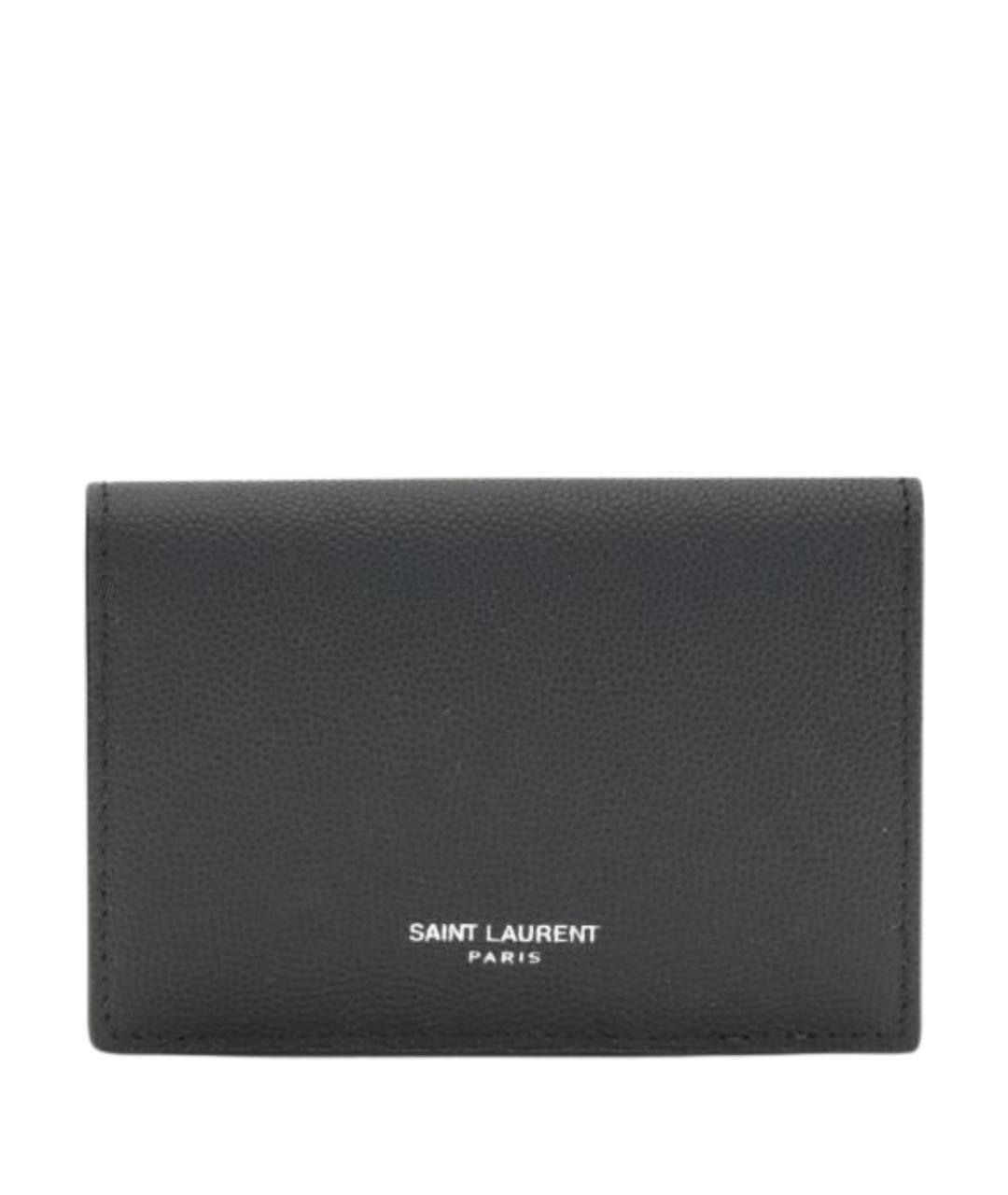SAINT LAURENT Черный кожаный кардхолдер, фото 1