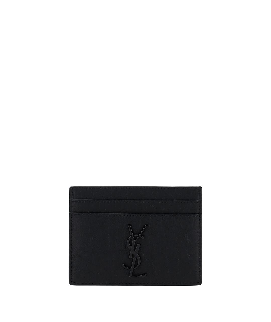 SAINT LAURENT Черный кожаный кардхолдер, фото 1