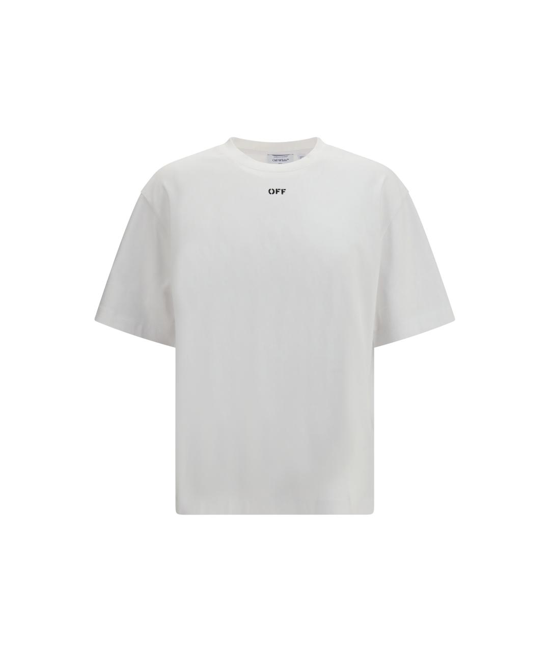 OFF-WHITE Белая хлопковая футболка, фото 4