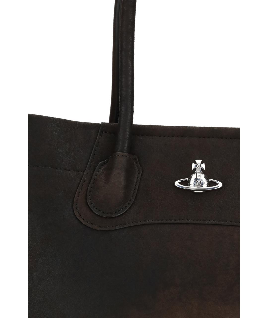 VIVIENNE WESTWOOD Коричневая кожаная сумка тоут, фото 3