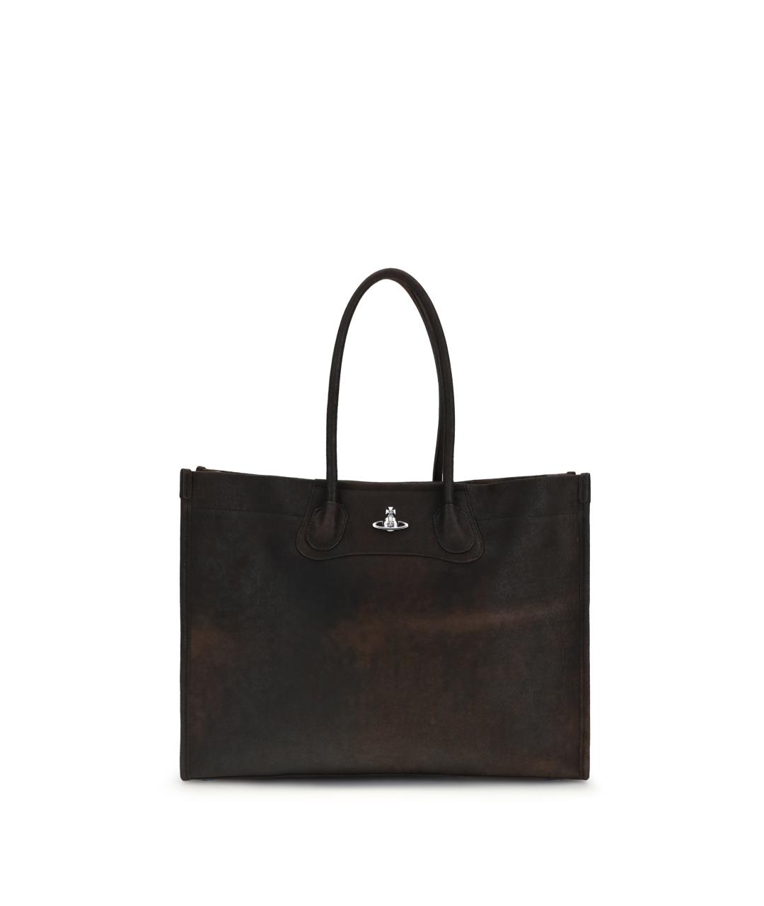 VIVIENNE WESTWOOD Коричневая кожаная сумка тоут, фото 1