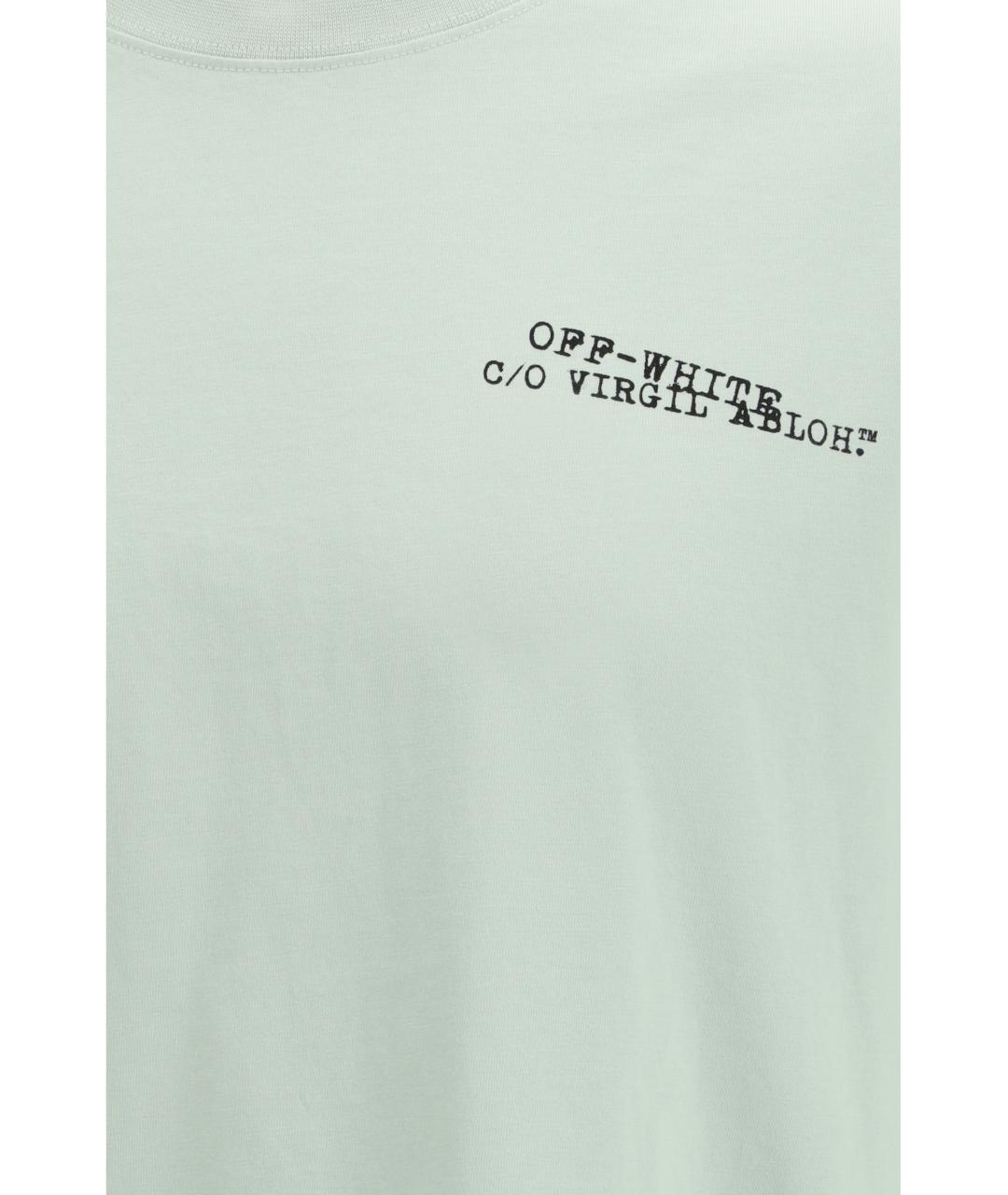 OFF-WHITE Бирюзовая хлопковая футболка, фото 3