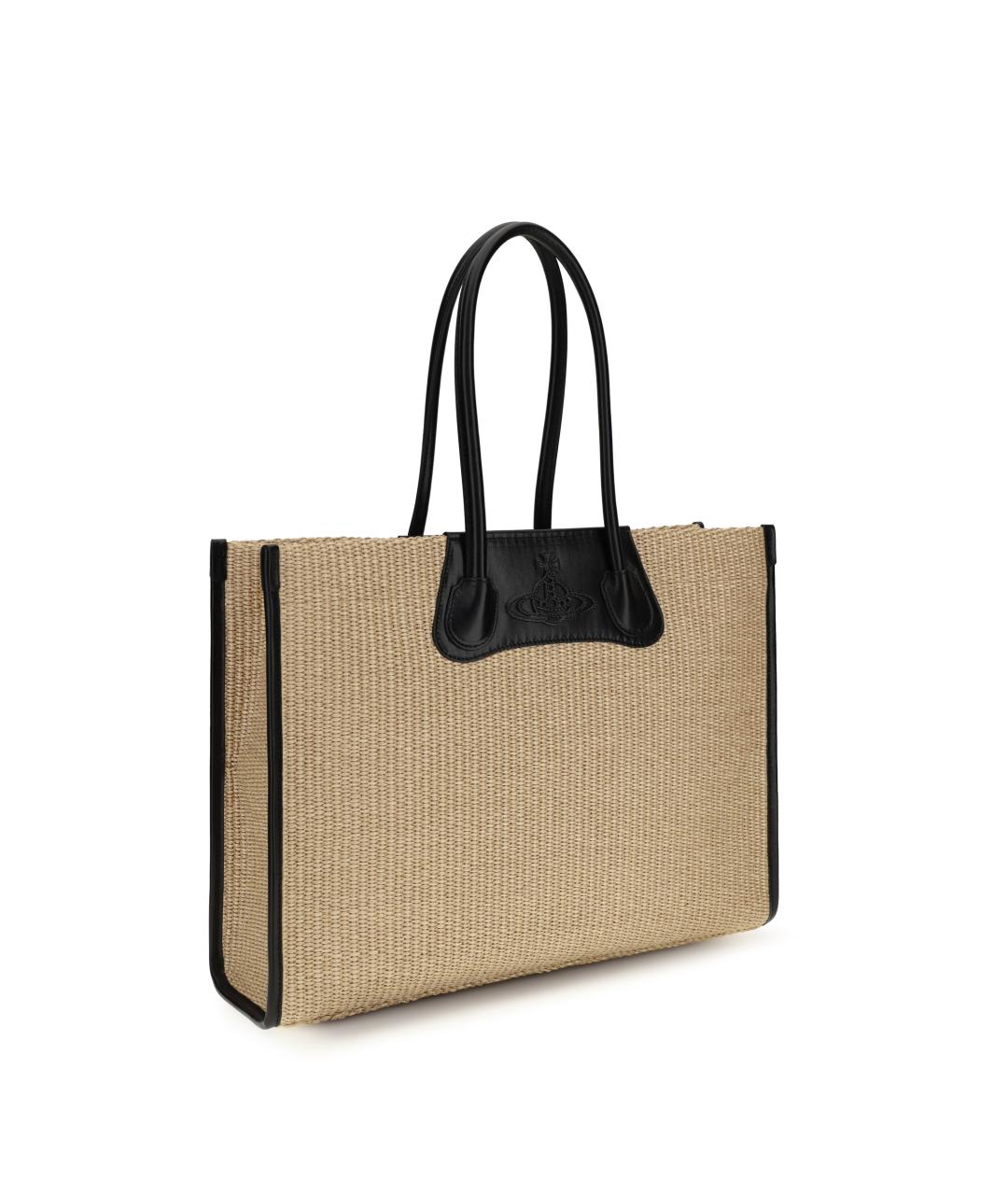 VIVIENNE WESTWOOD Бежевая пелетеная сумка тоут, фото 2