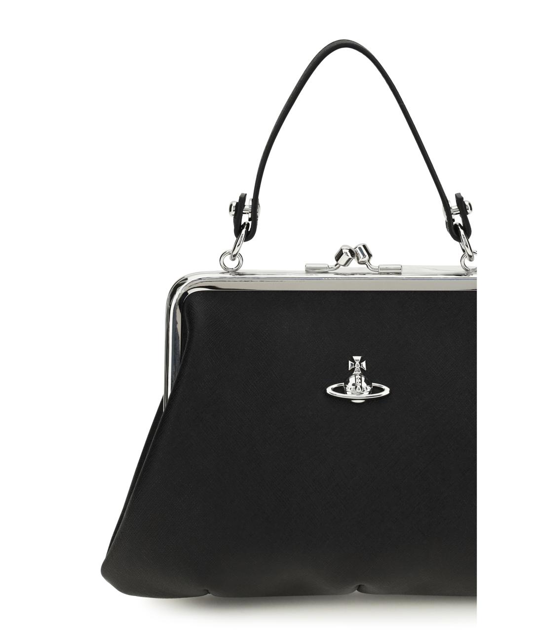 VIVIENNE WESTWOOD Черная тканевая сумка с короткими ручками, фото 4