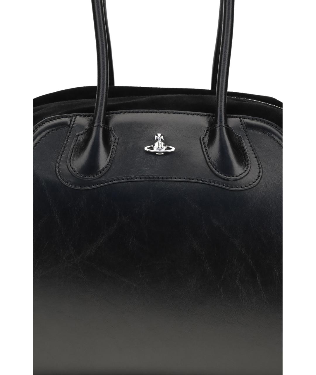 VIVIENNE WESTWOOD Черная кожаная сумка через плечо, фото 4