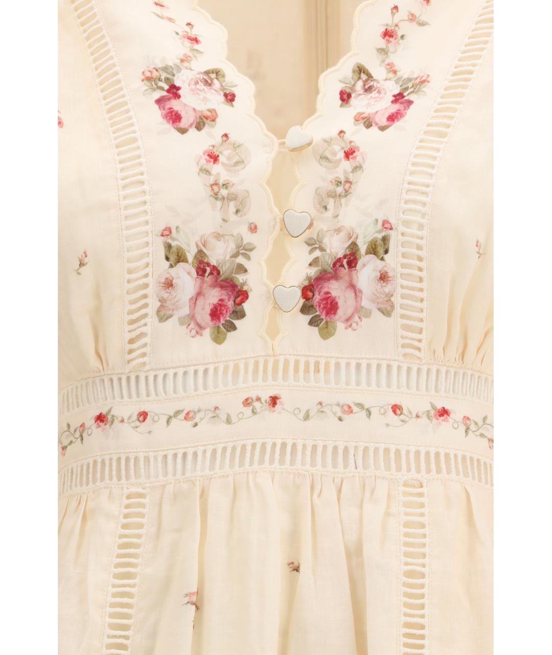 ZIMMERMANN Розовое льняное повседневное платье, фото 3