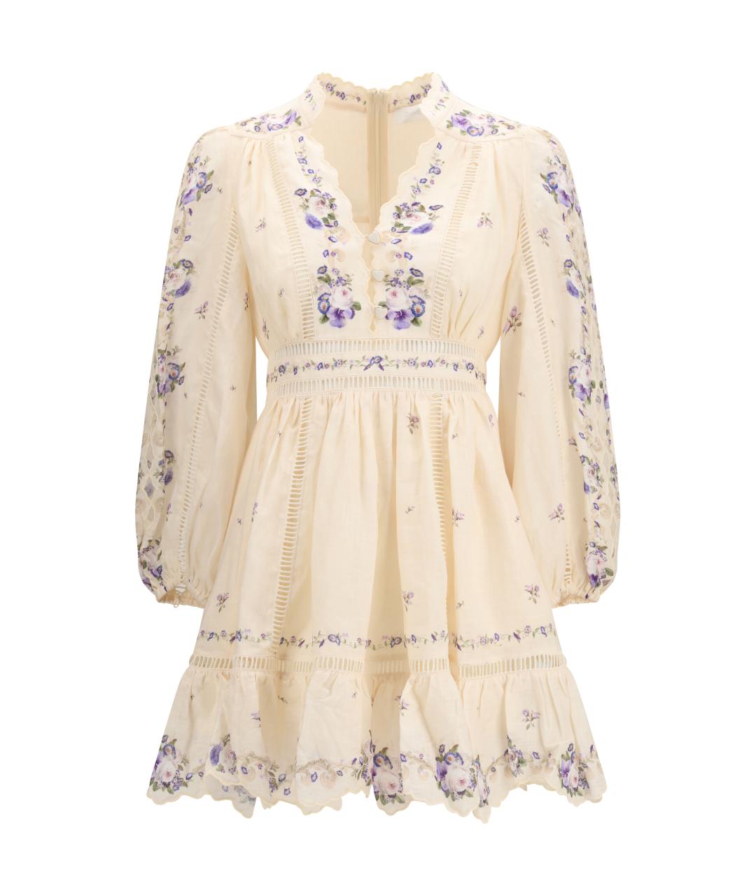 ZIMMERMANN Бежевое льняное повседневное платье, фото 1